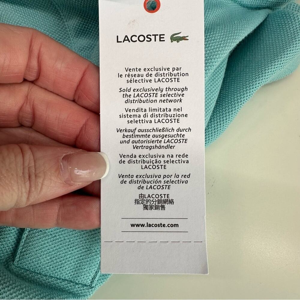NWT | Lacoste | Logo Slim FIt Polo Shirt | Turquoise | 8 || 3XL - Picture 9 of 13
